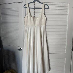 Odd muse midi dress square neck in white